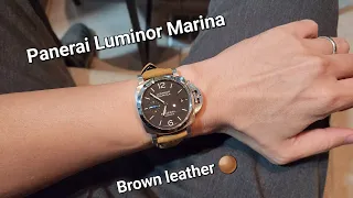 Panerai PAM02392 Luminor Marina with light brown leather.