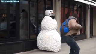 Creepy Snowman Attacks! Must Watch! Very Funny!