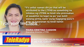 LTFRB 'di pa tiyak kung kailan matutuloy ang pamamahagi ng fuel subsidy | HEADLINE PILIPINAS