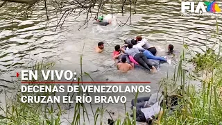 #ENVIVO | Decenas de migrantes venezolanos cruzan el Río Bravo en colchones inflables