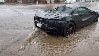 Flash Flood Warning issued as McLaren sits parked on Ventura Boulevard