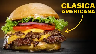 Como hacer una CLASICA HAMBURGUESA CON QUESO Americana | JohnJohnBurger