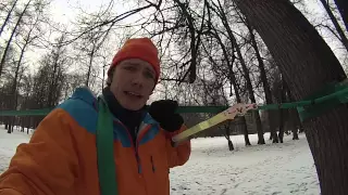 Тянем лонглайн в одно лицо. Большой slackline для бедных.