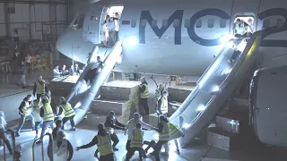 Testing of the MS-21 Russian aircraft, emergency evacuation of passengers