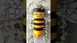 Cute Honey bee inspired Recycled Sprite Bottle Planter pot wall hanging easy home garden diy ideas