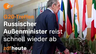 Russischer Außenminister Lawrow verlässt G20-Treffen - vor Rede von Baerbock I ZDF Mittagsmagazin