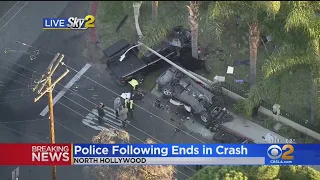 Stolen Vehicle Being Followed By Police Crashes In North Hollywood, 3 Suspect In Custody