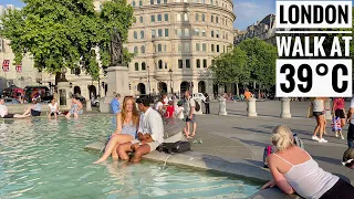 England, London City Summer Streets Heatwave Walk in London | Central London View at 39°C [4K HDR]