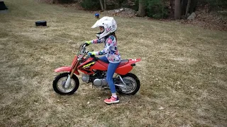 6 year old girl learns to ride a dirtbike