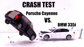 DIECAST CRASH TEST - 1/24 Porsche Cayenne vs BMW 335i - Super Slow Motion 1000fps