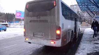 Поездка на автобусе Hyundai Universe Space Luxury  № Р 024 РР 116 по маршруту №104 в Казани .(Зима)