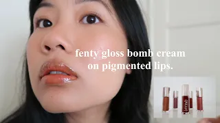 new! fenty beauty gloss bomb cream swatches| full collection on pigmented lips