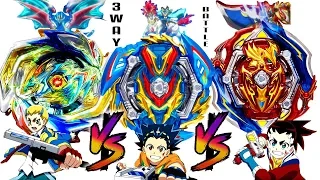 3 WAY: IMPERIAL DRAGON vs UNION ACHILES vs SLASH VALKYRIE AIGER Beyblade Best Gachi Bey Rise Battle