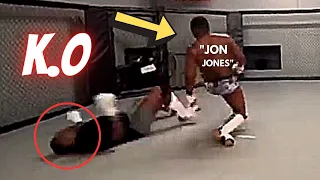 Jon Jones Knocks Out An MMA Heavyweight Fighter In Training For Ciryl Gane Fight "NEW FOOTAGE"