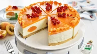 Cheesecake with apricots without baking, a cool dessert | JamilaCuisine