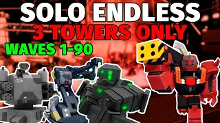 Solo Endless Mode Waves 1-90 With Only Three Towers The Cheapest Way | Tower Defense X