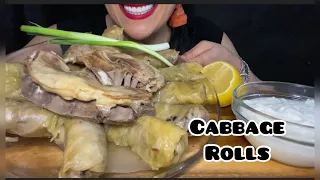 Asmr cook & eat  cabbage rolls Golabki  طبخ محشي الملفوف حجم كبير