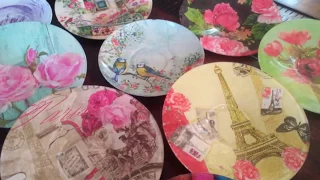 DIY:Upcycle/Decoupage/Modpodge Glass Plates/Saucers with Paper Napkin/Tissue Paper