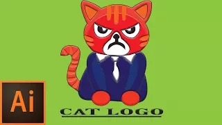 Cat cartoon logo design in illustrator by MEHRA'S productions