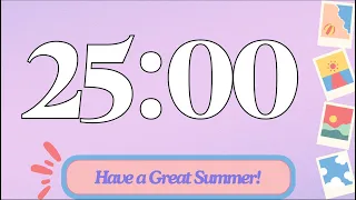 25 Minute Cute Happy Summer Classroom Timer (No Music, Electric Piano Alarm at End)