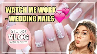 NAIL STUDIO VLOG #15 | Watch me work - Wedding nails on a client! | Gel Nails | Nail Tutorial