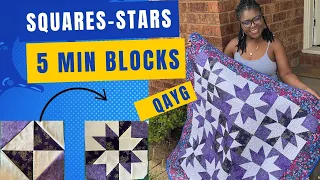 QAYG 5MIN BLOCKS SQUARES TO STARS SO QUICK AND SIMPLE   PATTERN LINK BELOW #quiltblocks #quilting