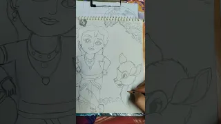 Little Krishna..✏️😊 Like and Subscribe.. #shorts #youtube #sketching #littlekrishna #krishna