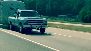 First Gen Dodge towing camper.  5 speed with gearvendors splitting gears