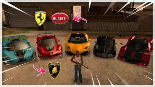 GTA SA - Stealing Luxury Cars in GTA San Andreas with CJ! ( GTA SA lamborghini, Ferrari, Bugatti)