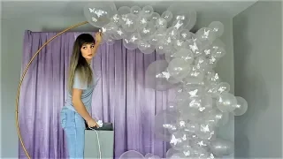 Butterfly Balloon Garland DIY on Round Backdrop Frame | How To