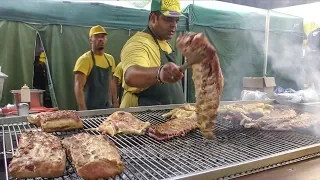 Great Street Food from Brazil. Huge BBQ with Lot of Grilled Meat