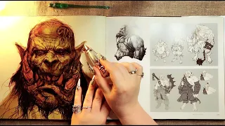 ASMR Art Book Page Turning, Tracing, Tapping ✨ Warcraft ✨ Inaudible Whisper