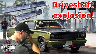 2000hp Duster destroys driveshaft! Wagon went fast!