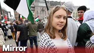 Greta Thunberg joins pro-Palestine protests outside Eurovision