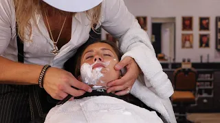 💈ASMR💈 Wife Wet Towel Shave Experience 🪒