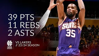 Kevin Durant 39 pts 11 rebs 2 asts vs Lakers 23/24 season