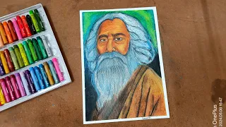 Rabindranath Tagore Oil Pastel Drawing, Rabindranath Tagore Drawing Step By Step Part 3