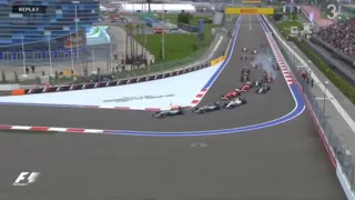 F1 2015 Russia Start Crash Slovene Commentary