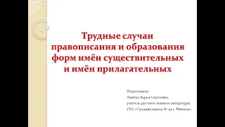 Русский язык, 10 класс: Трудные случаи правописания имени существительного и имени прилагательного