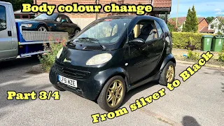 Smart car 450 city (body colour change time) (from silver to black) spray paint