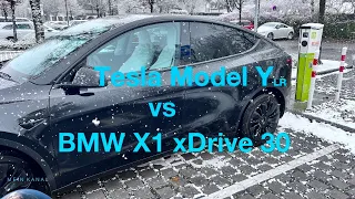 Tesla Model Y Long Range vs BMW X1 Xdrive30 - ein virtueller Vergleich