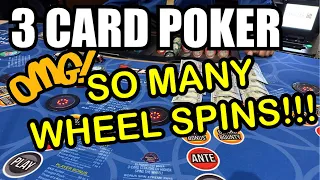 3 CARD POKER in LAS VEGAS! SO MANY WHEEL SPINS!! OMG!!