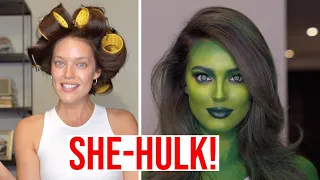 SHE-HULK TRANSFORMATION! Halloween Makeup Tutorial With Erin Parsons + Emily DiDonato