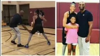 Lakers Kobe Bryant works with Sparks Candace Parker on basketball Moves!