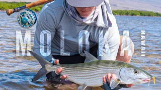 Fly Fishing Giant Bonefish, GT's, and Milkfish on the flats of Molokai, Hawaii with fly rods, kayaks