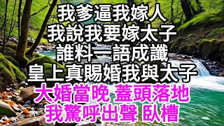 我爹逼我嫁人，我說我要嫁太子，誰料一語成讖，皇上真賜婚我與太子，大婚當晚 蓋頭落地，我驚呼出聲 臥槽 【美好人生】