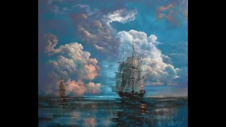 Как написать красивые облака  МОРСКОЙ ПЕЙЗАЖ Мастер класс. How to write beautiful clouds. SEASCAPE.