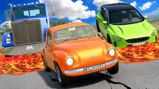 Escape the LAVA Flood But With TRAFFIC in BeamNG Drive Mods Multiplayer!
