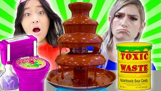 CHOCOLATE FONDUE ASMR MUKBANG FOOD CHALLENGE | LAST TO STOP EATING IN 24 HOURS WINS BY SWEEDEE