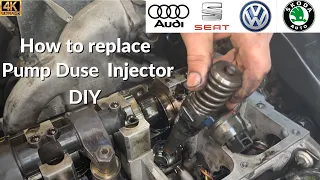 How to replace fuel PD injector (Pump duse) injection system TDI 1.9 VW, Audi, Skoda, Seat